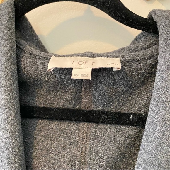 LOFT Hooded Sweatshirt Cardigan, Dark Grey (XXSP) - Picture 4 of 5